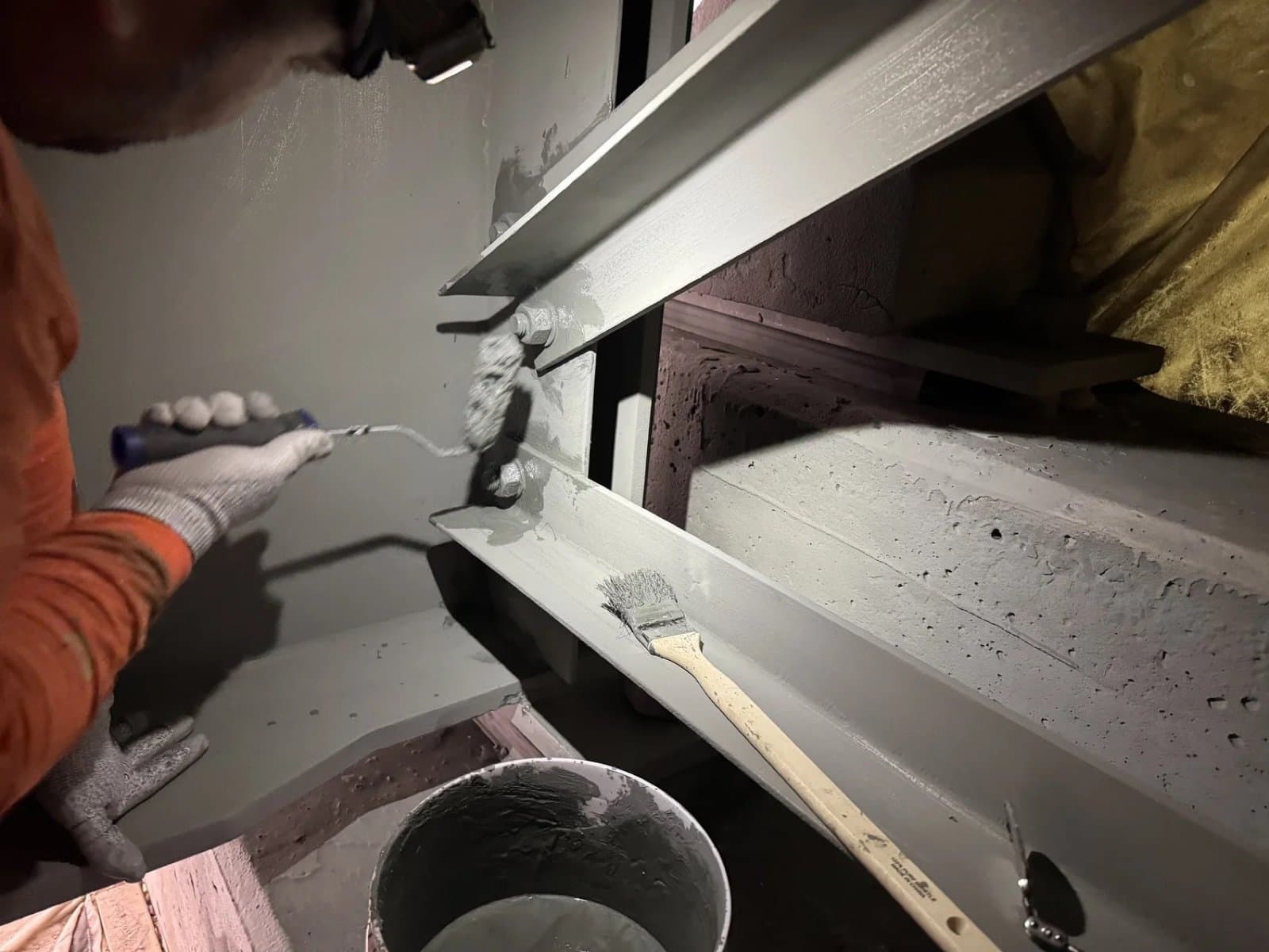Gemstone painter stripe-coating a steel splice plate